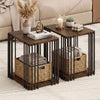 Rustic rubber wood side table set of 2 with metal frame, featuring 2-layer storage shelves for living room or bedroom.