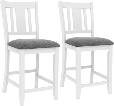 Costway Rubber Wood Bar Stools Set of 2 Linen Cushion Ergonomic Back 384591726 New