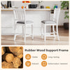 Rubber wooden bar stools set of 2 with ergonomic back and comfortable linen cushions, ideal for kitchen islands.