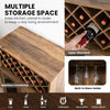 Rustic brown 2-door farmhouse kitchen storage bar cabinet with 11-bottle wine rack and built-in glass holder for.