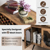 Rustic brown 2-door farmhouse kitchen storage bar cabinet with wine rack, mesh doors, and ample storage for versatile.