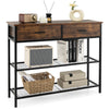 39.5 Inch Entryway Table with 2 Drawers and 2-Tier Shelves-Rustic Brown - Gallery View 1 of 10