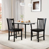 Black wooden dining chairs set of 2 with slat backrest, perfect for kitchen or dining room, showcasing ergonomic design.