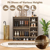 Rustic shoe cabinet with flip-up see-through doors, adjustable shelves, and 4 open spaces for versatile shoe storage.