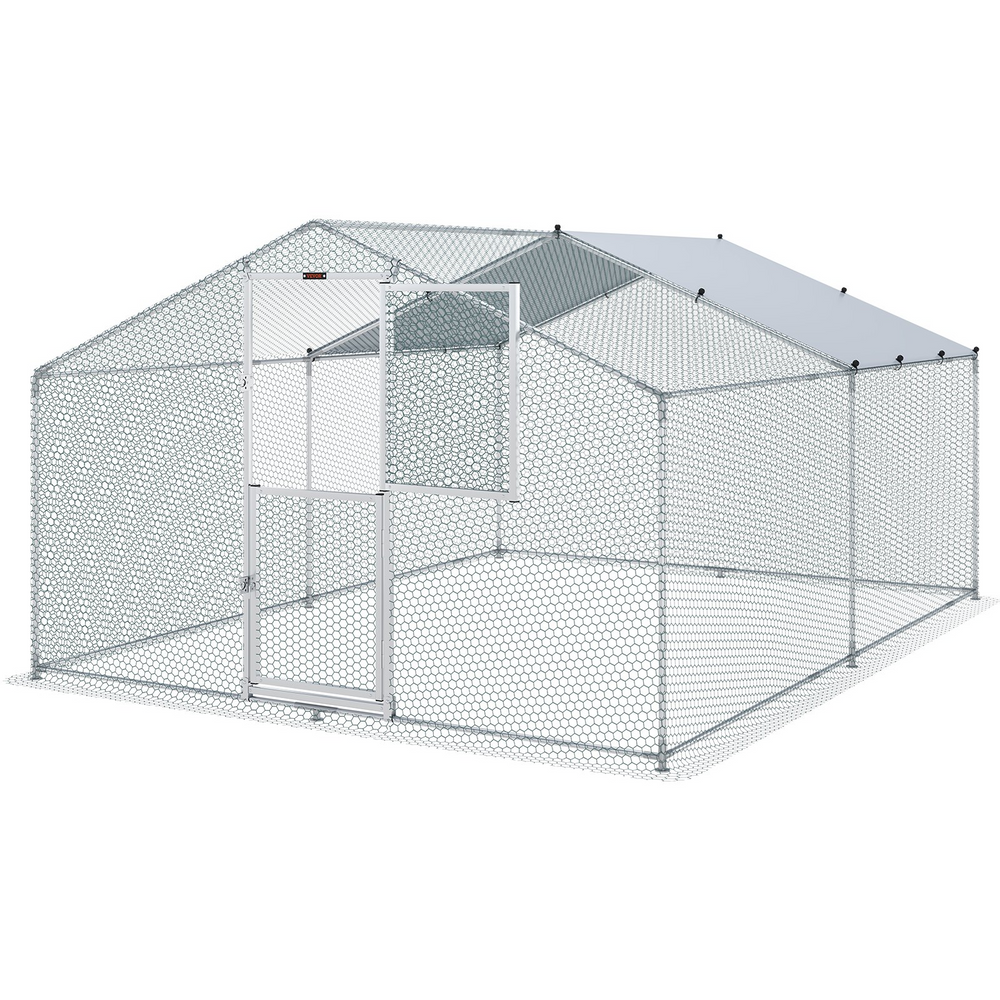 Vevor Metal Chicken Coop 13.1' x 9.8' x 6.4' Spire Walk In Run Waterproof Cover New