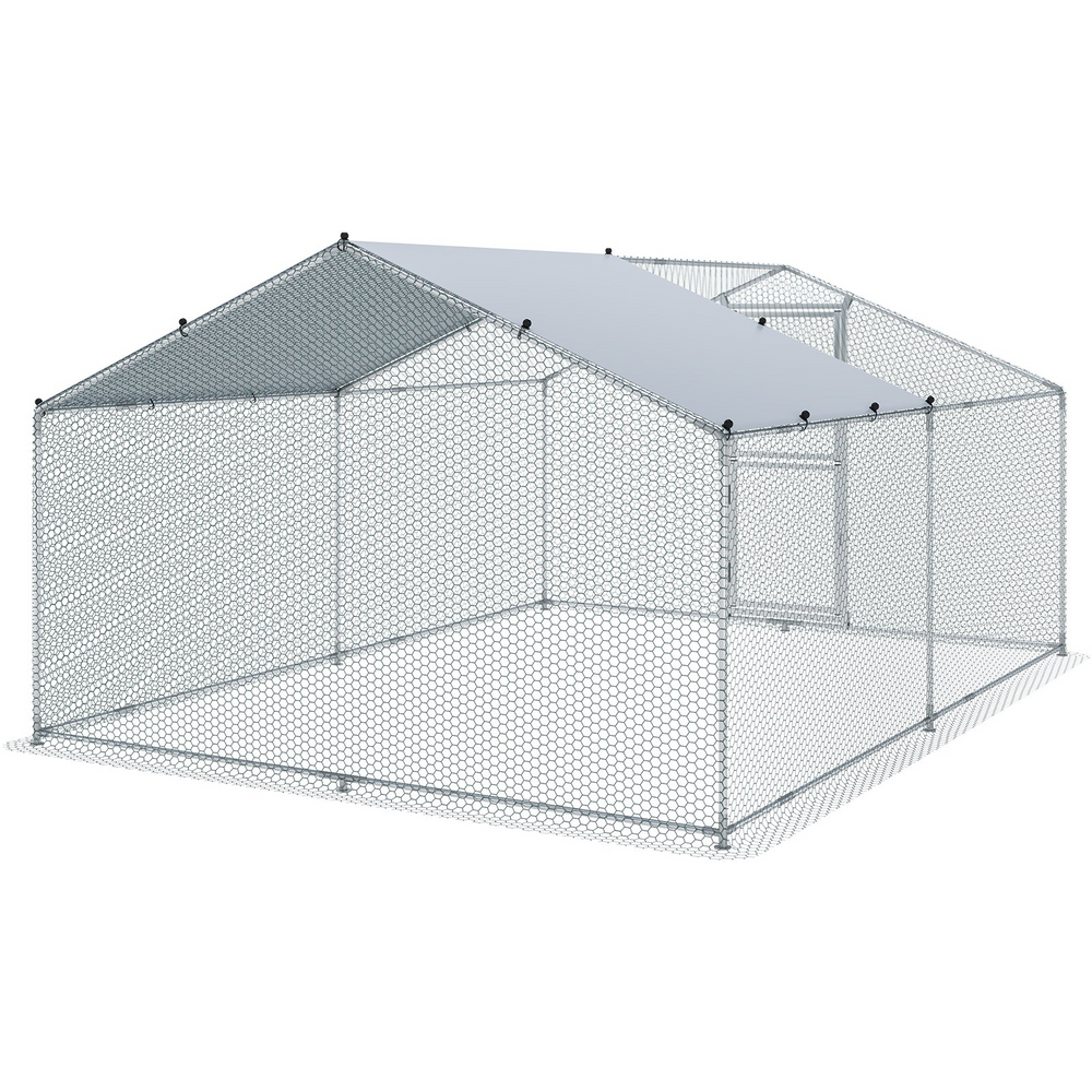 Vevor Metal Chicken Coop 13.1' x 9.8' x 6.4' Spire Walk In Run Waterproof Cover New