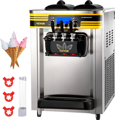 Vevor Commercial Soft Serve Ice Cream Machine 6.3–7.9 Gal/H 2350W 2 x 1.6 Gal Hoppers New