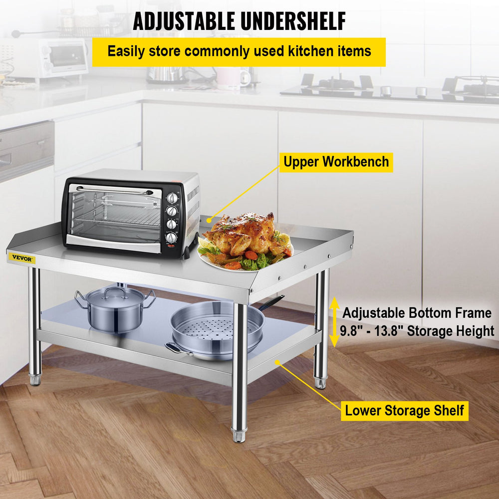 Vevor Equipment Grill Stand 48" x 30" x 24" Stainless Steel 1000 lbs. Capacity with Adjustable Undershelf New