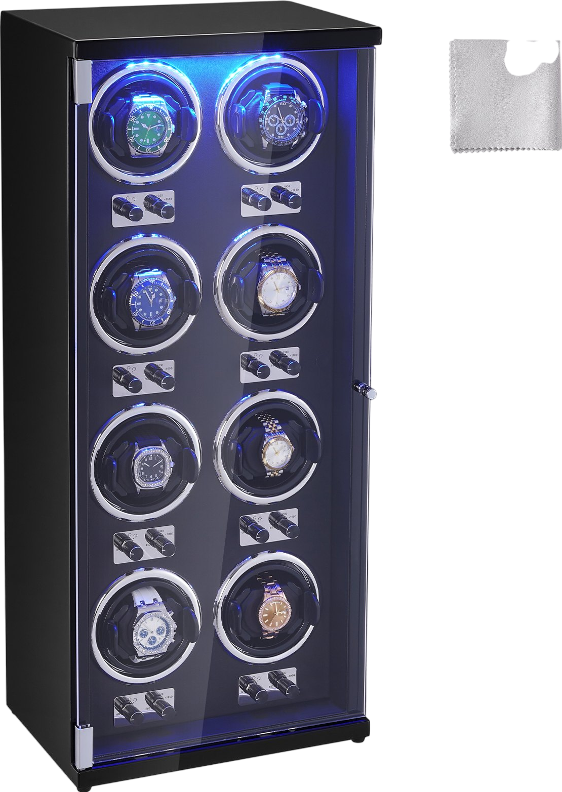Vevor Watch Winder for 8 Automatic Watches with Ultra-Quiet Mabuchi Motors LED Light and and Dual Power New