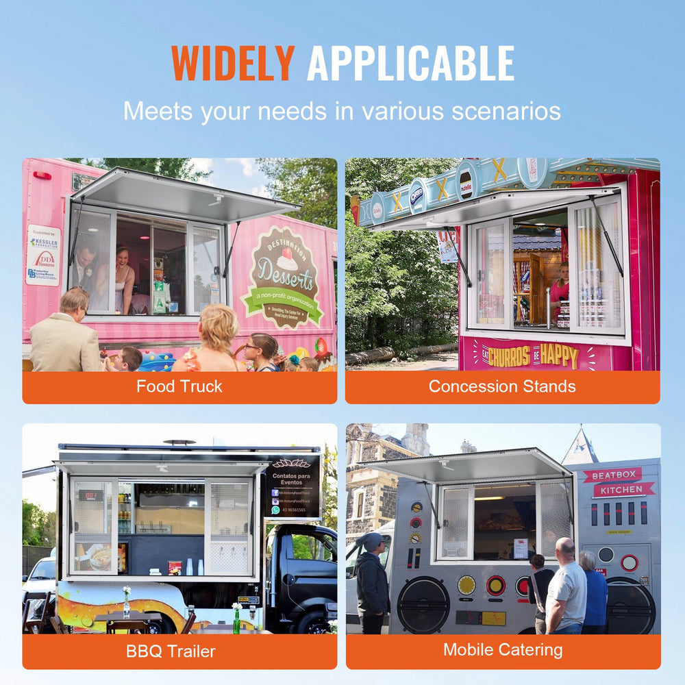 Vevor Concession Window 53" x 33" Aluminum Alloy Food Truck Service Window with 4 Sliding Windows New