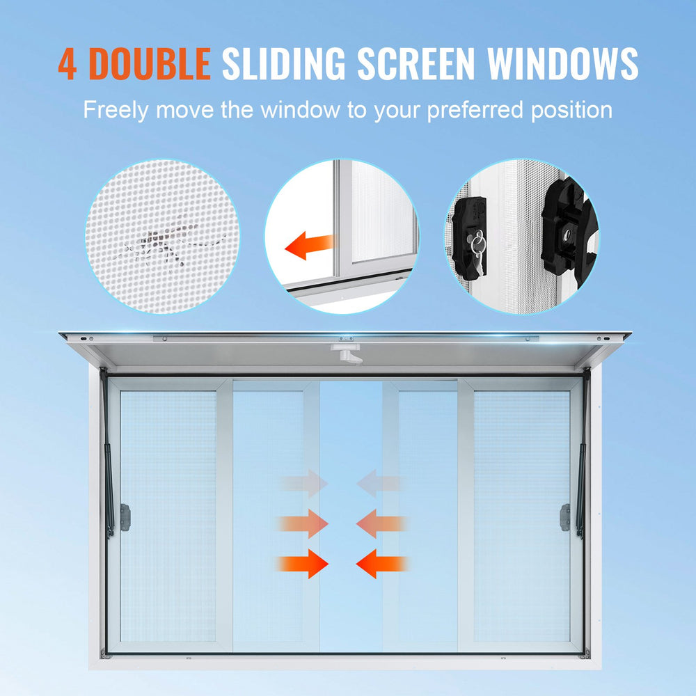 Vevor Concession Window 53" x 33" Aluminum Alloy Food Truck Service Window with 4 Sliding Windows New