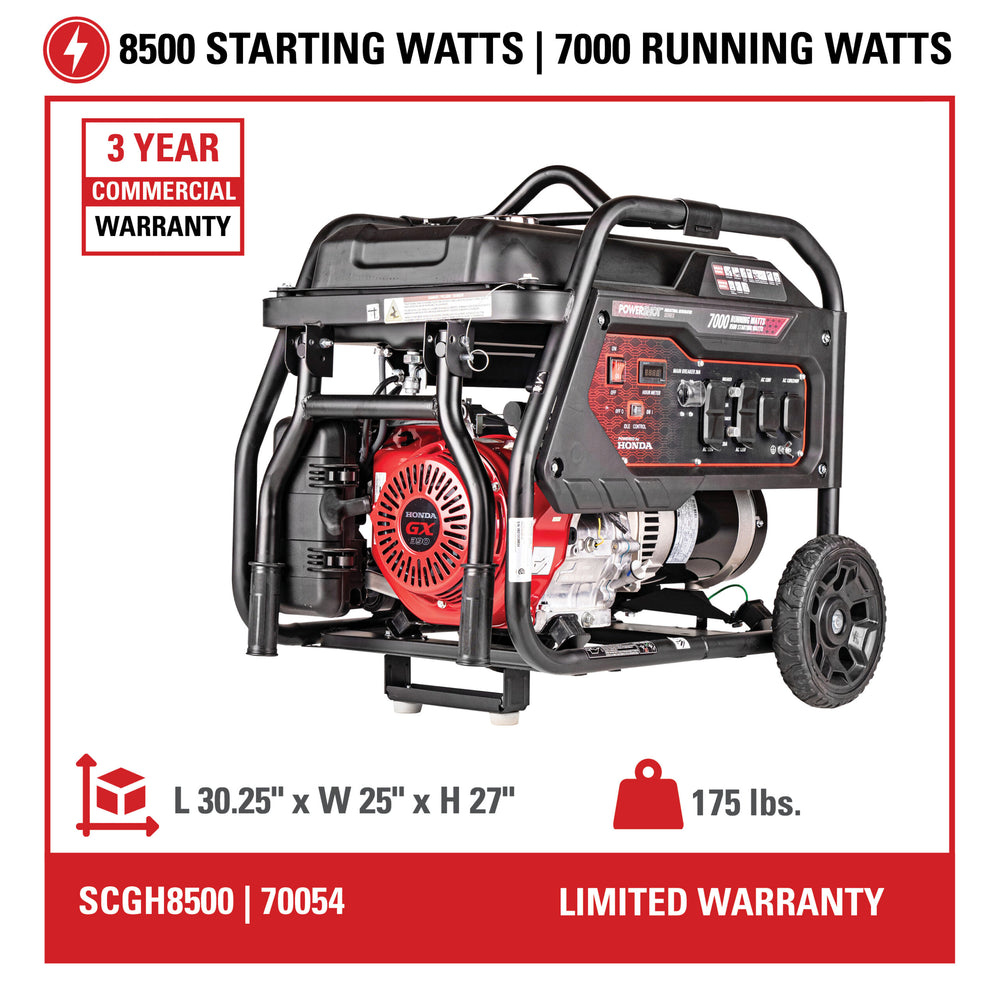 Industrial Generator SCGH8500 specs graphic