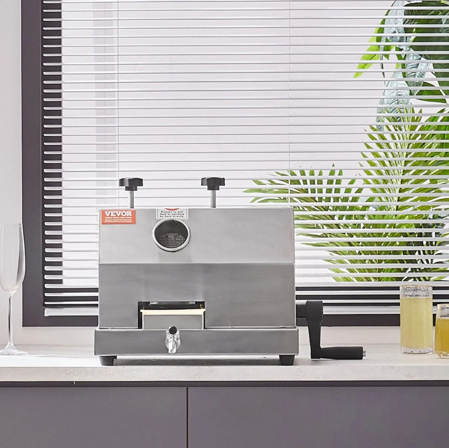 Vevor Manual Sugar Cane Juicer 110 Lbs/H 3 Rollers Stainless Steel Extractor with 2.4" Inlet New