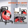 Vevor Drain Cleaning Machine 50' x 1/2" Manual Feed Drain Auger with Enclosed Drum and Wheels New