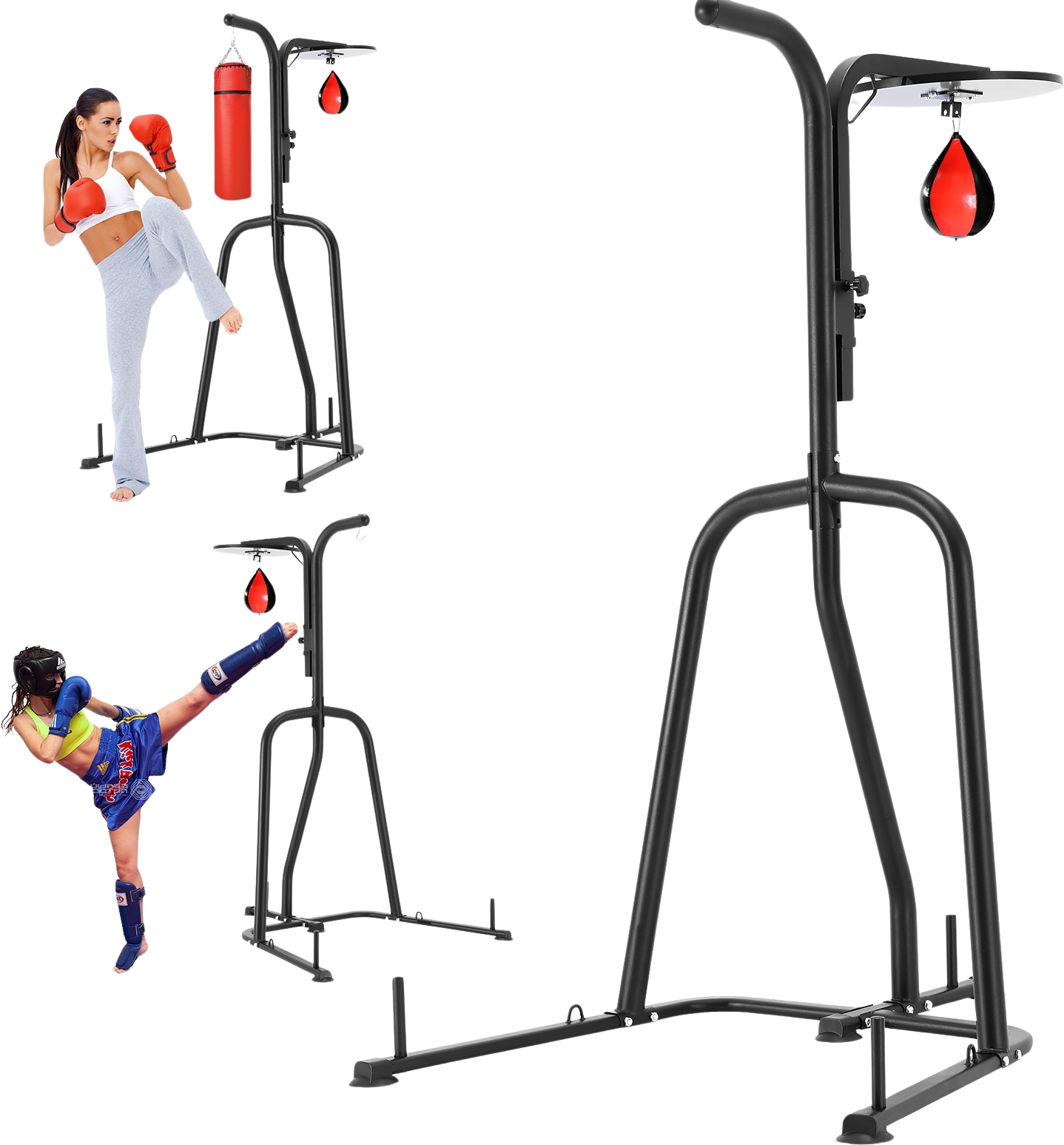 Vevor Punching Bag Stand 2-in-1 Adjustable Height Steel Rack for Heavy Bag and Speed Bag Holds Up to 400 Lbs. New