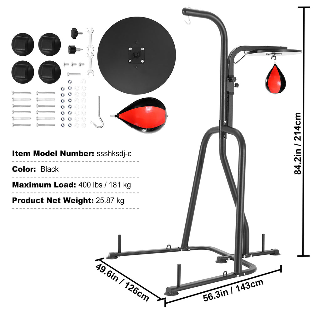 Vevor Punching Bag Stand 2-in-1 Adjustable Height Steel Rack for Heavy Bag and Speed Bag Holds Up to 400 Lbs. New