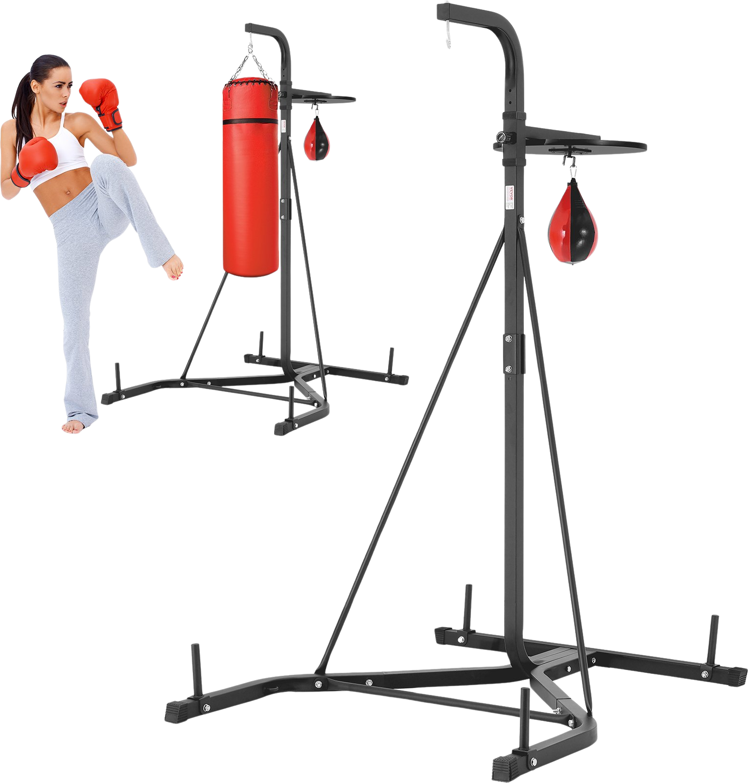 Vevor Punching Bag Stand 2-in-1 Adjustable Height Steel Rack for Heavy Bag and Speed Bag Holds Up to 400 Lbs. New