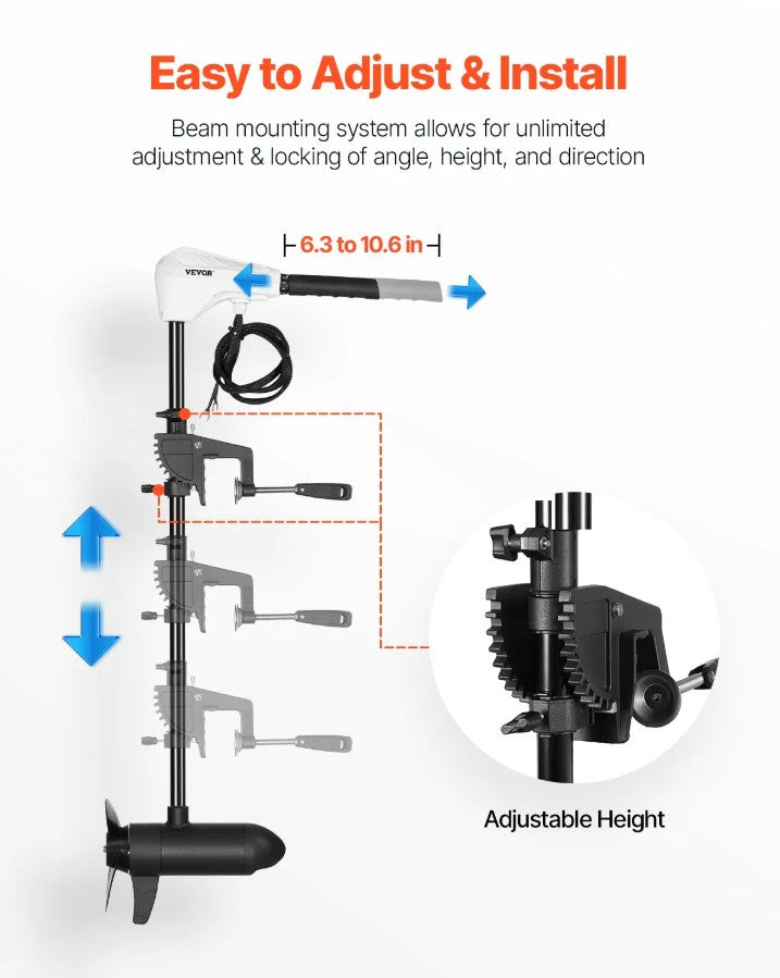 Vevor Electric Trolling Motor 86 Lb 24V for Saltwater and Freshwater Boats New