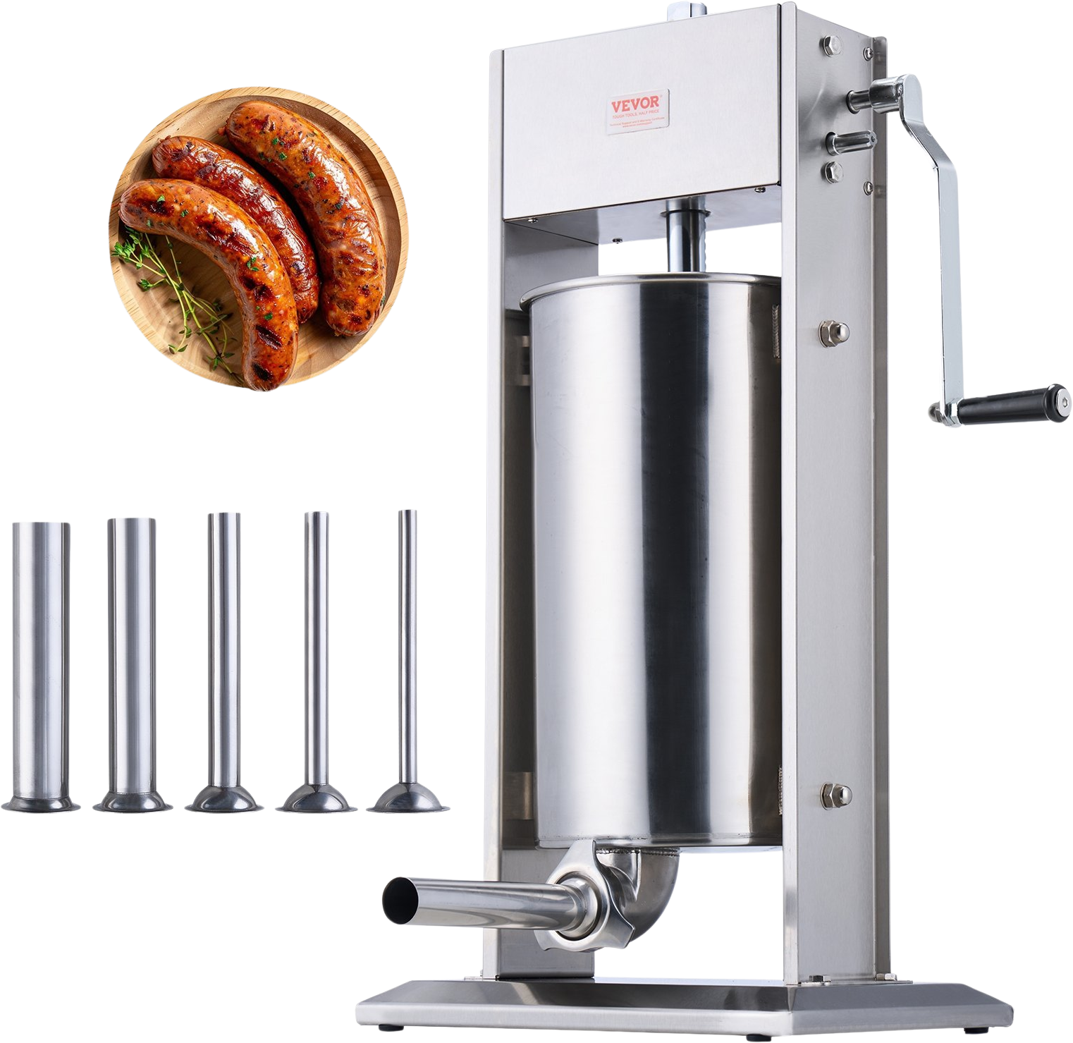 Vevor Sausage Stuffer 30 Lbs Capacity Manual Vertical Machine 304 Stainless Steel New