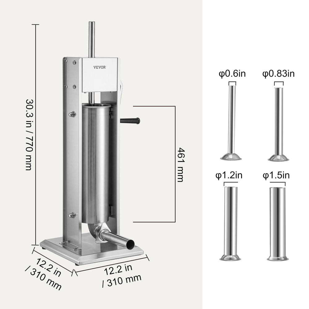 Vevor Manual Sausage Stuffer 1.8 Gal Vertical Two Speed Stainless Steel New