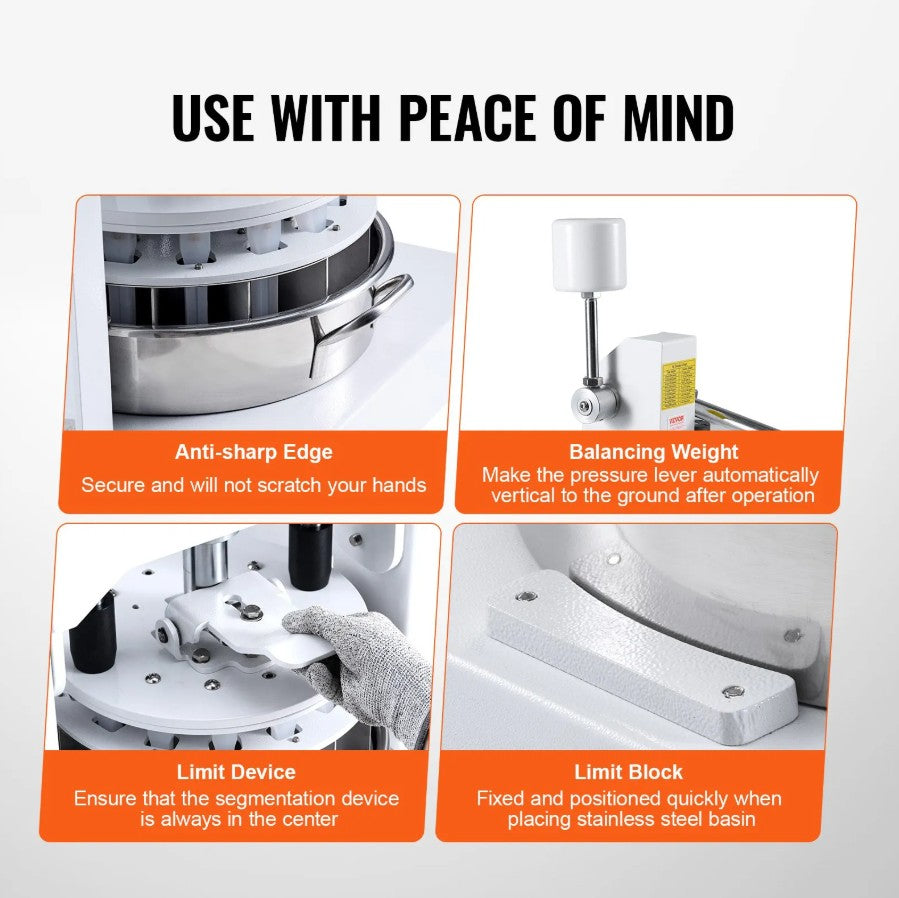 Vevor Manual Dough Divider 10 Equal Portions Hand Press Cutter New