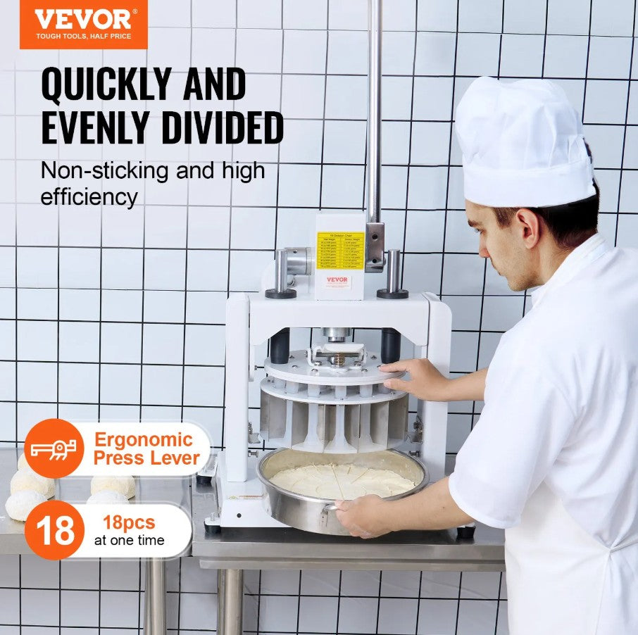 Vevor Manual Dough Divider 18 Equal Portions Hand Press Cutter New