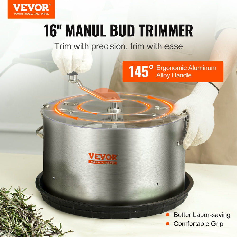 Vevor Leaf Trimmer 16" Pot Manual Bud Trimmer with Stainless Steel Blades for Spin Cut with Clear Dome New