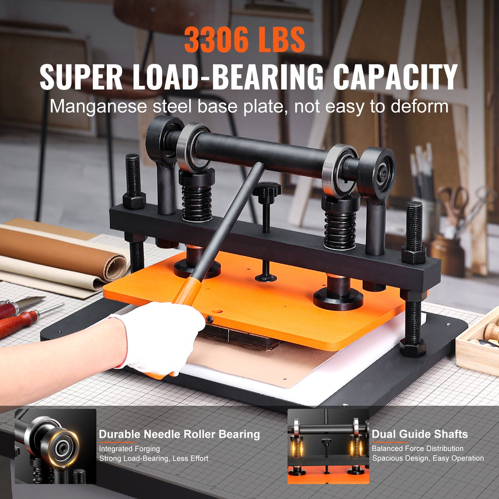 Vevor Leather Cutting Machine 14.2" x 10.2" Embossing Plate Manual Die Cutter with 0.47" Pressure Stroke New