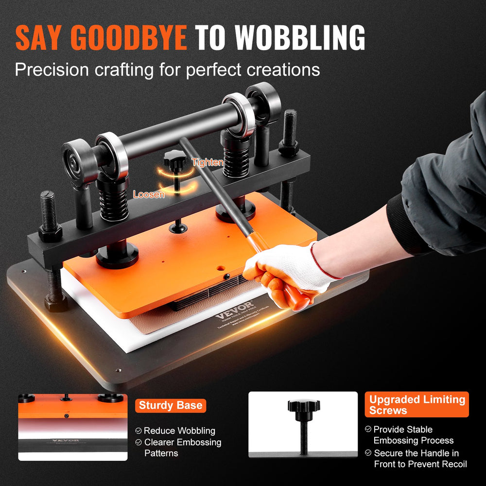 Vevor Leather Cutting Machine 14.2" x 10.2" Embossing Plate Manual Die Cutter with 0.47" Pressure Stroke New