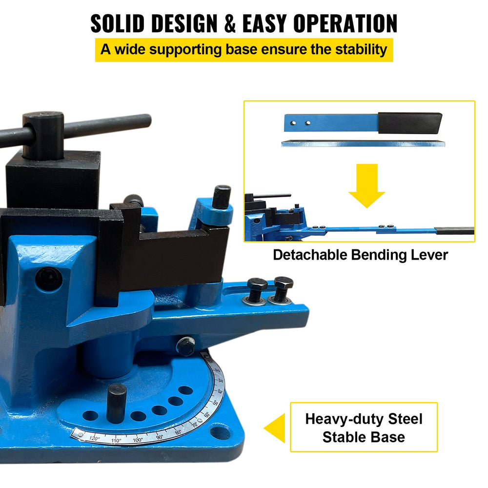 Vevor UB-100 Manual Universal Rebar Bender Heavy-Duty Steel 120° Bending Angle for Flat Round and Strip Steel New