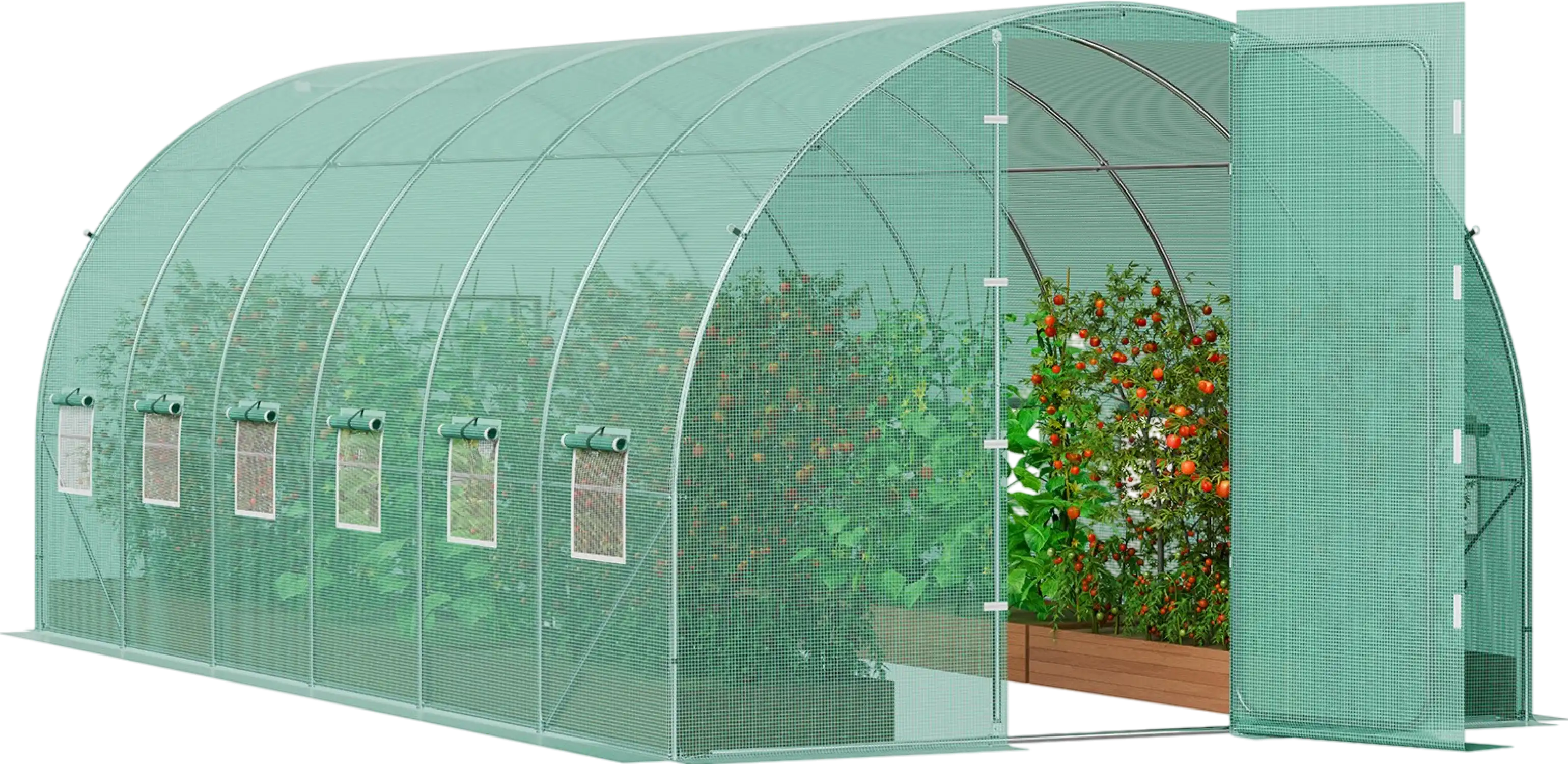 Vevor Walk-In Tunnel Greenhouse 19.36' x 9.68' x 7.4' with Galvanized Frame and PE Cover New