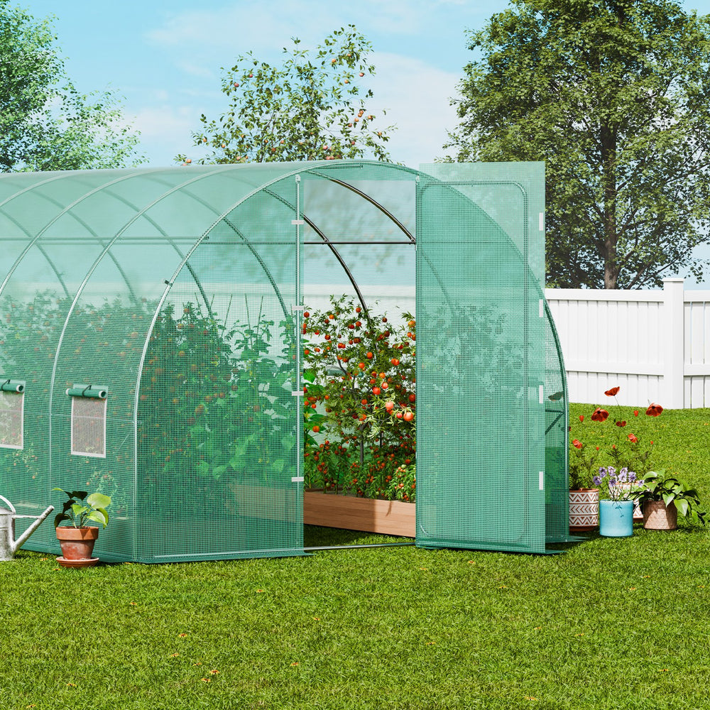 Vevor Walk-In Tunnel Greenhouse 19.36' x 9.68' x 7.4' with Galvanized Frame and PE Cover New
