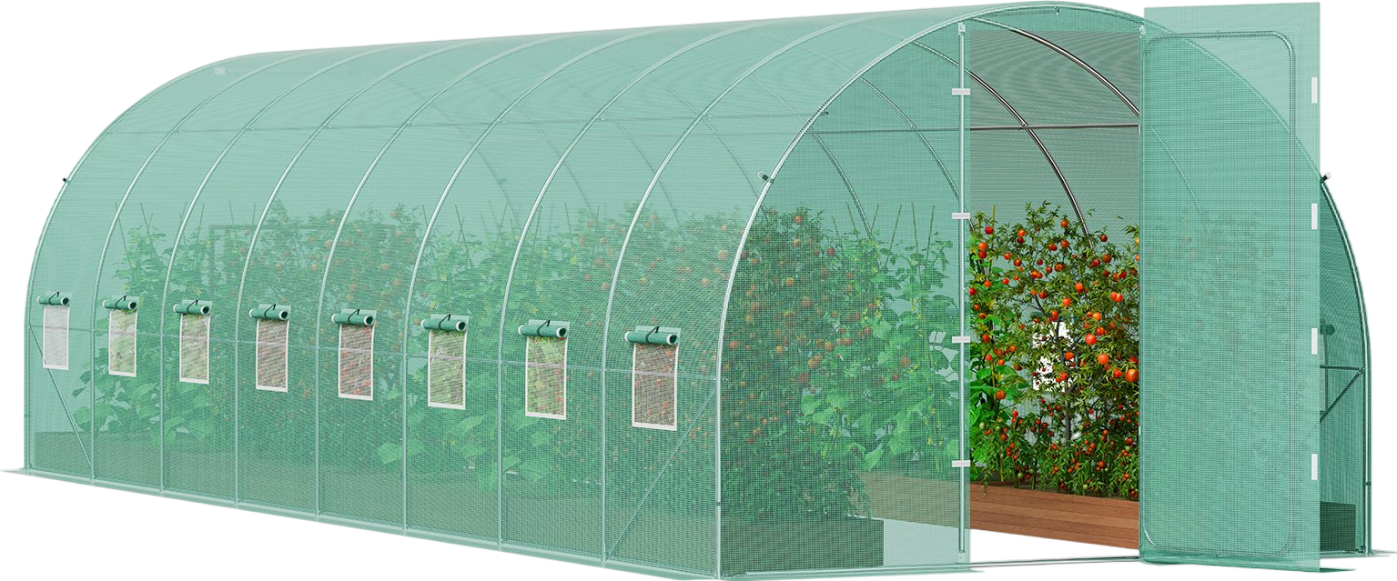 Vevor Walk-In Tunnel Greenhouse 27.38' x 9.5' x 7.38' with Galvanized Frame and PE Cover New