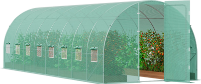 Vevor Walk-In Tunnel Greenhouse 27.38' x 9.5' x 7.38' with Galvanized Frame and PE Cover New