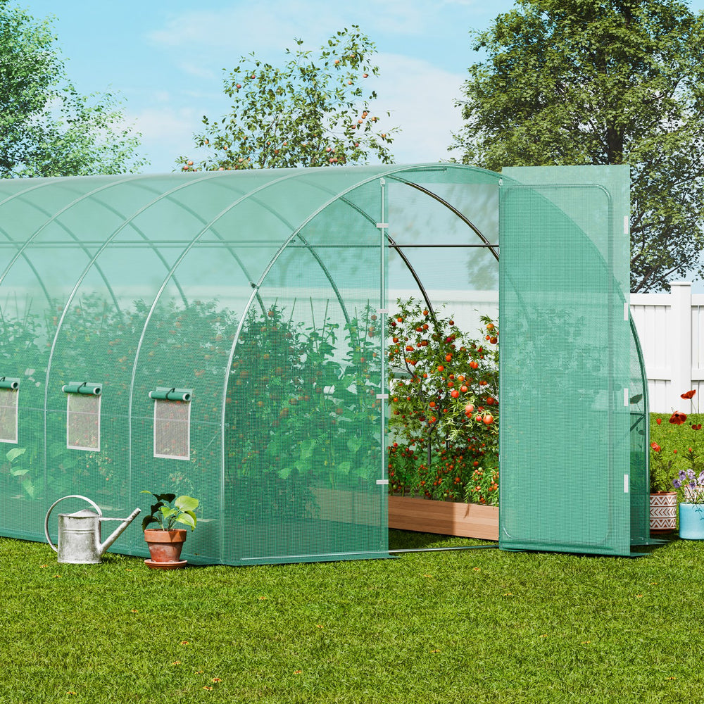 Vevor Walk-In Tunnel Greenhouse 27.38' x 9.5' x 7.38' with Galvanized Frame and PE Cover New