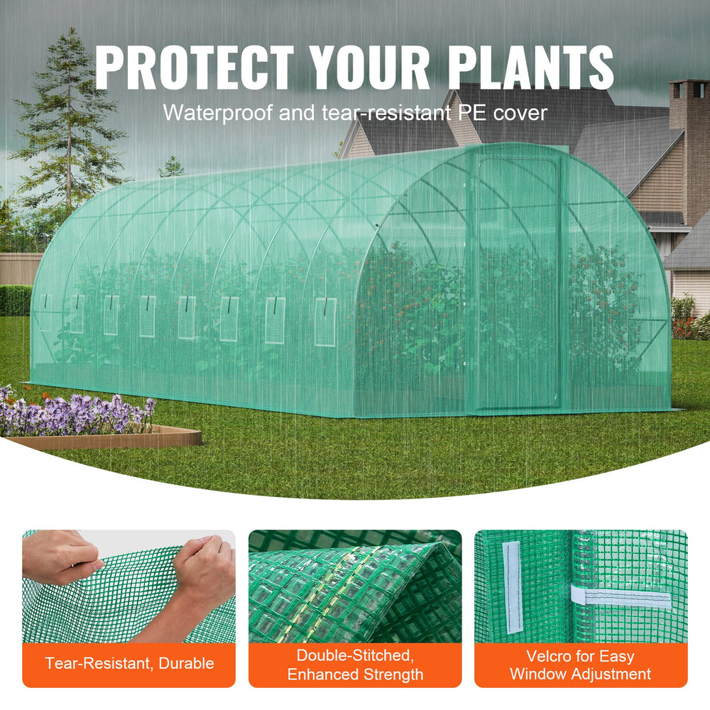 Vevor Walk-In Tunnel Greenhouse 27.38' x 9.5' x 7.38' with Galvanized Frame and PE Cover New
