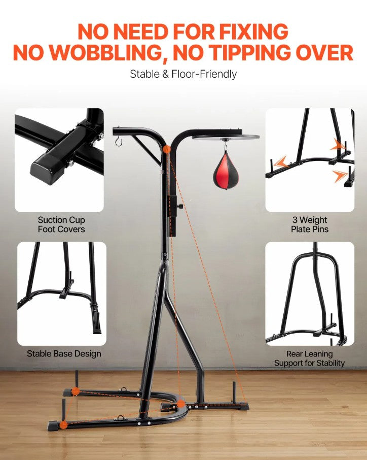 Vevor 2-in-1 Heavy Duty Punching Bag Stand Adjustable Steel Frame New