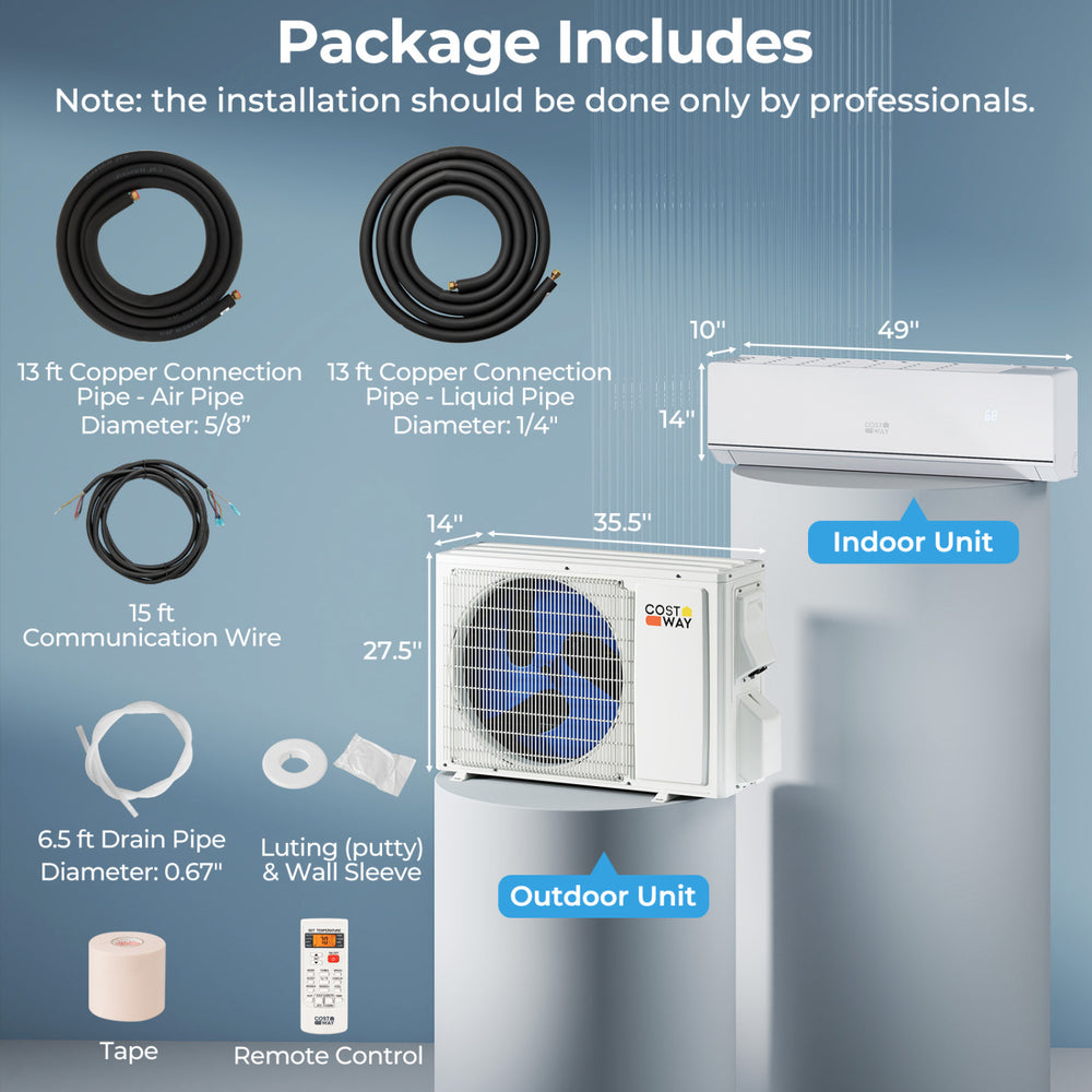 Indoor and outdoor units of the SEERXtreme 24000 BTU Mini Split Heat Pump with installation kit for efficient heating.