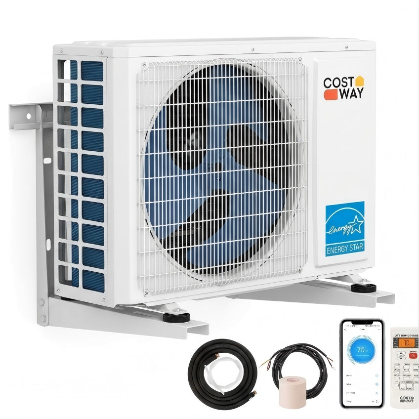 Mini split heat pump with 18000 BTU capacity, ENERGY STAR certified, designed for efficient heating and cooling.