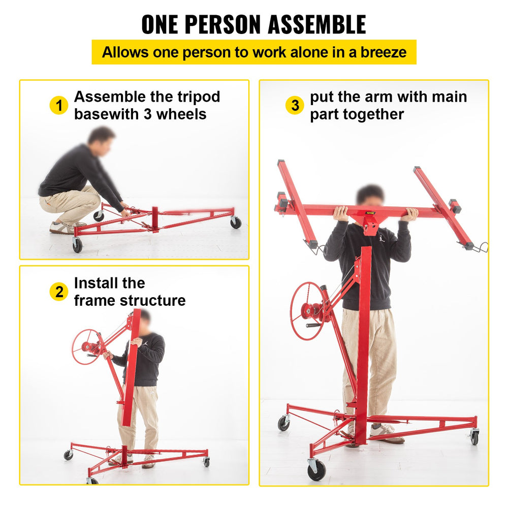 Vevor Drywall Rolling Lifter Panel 16' Lift Height 150 lbs. Weight Capacity 48" x 192" Plasterboard Size New