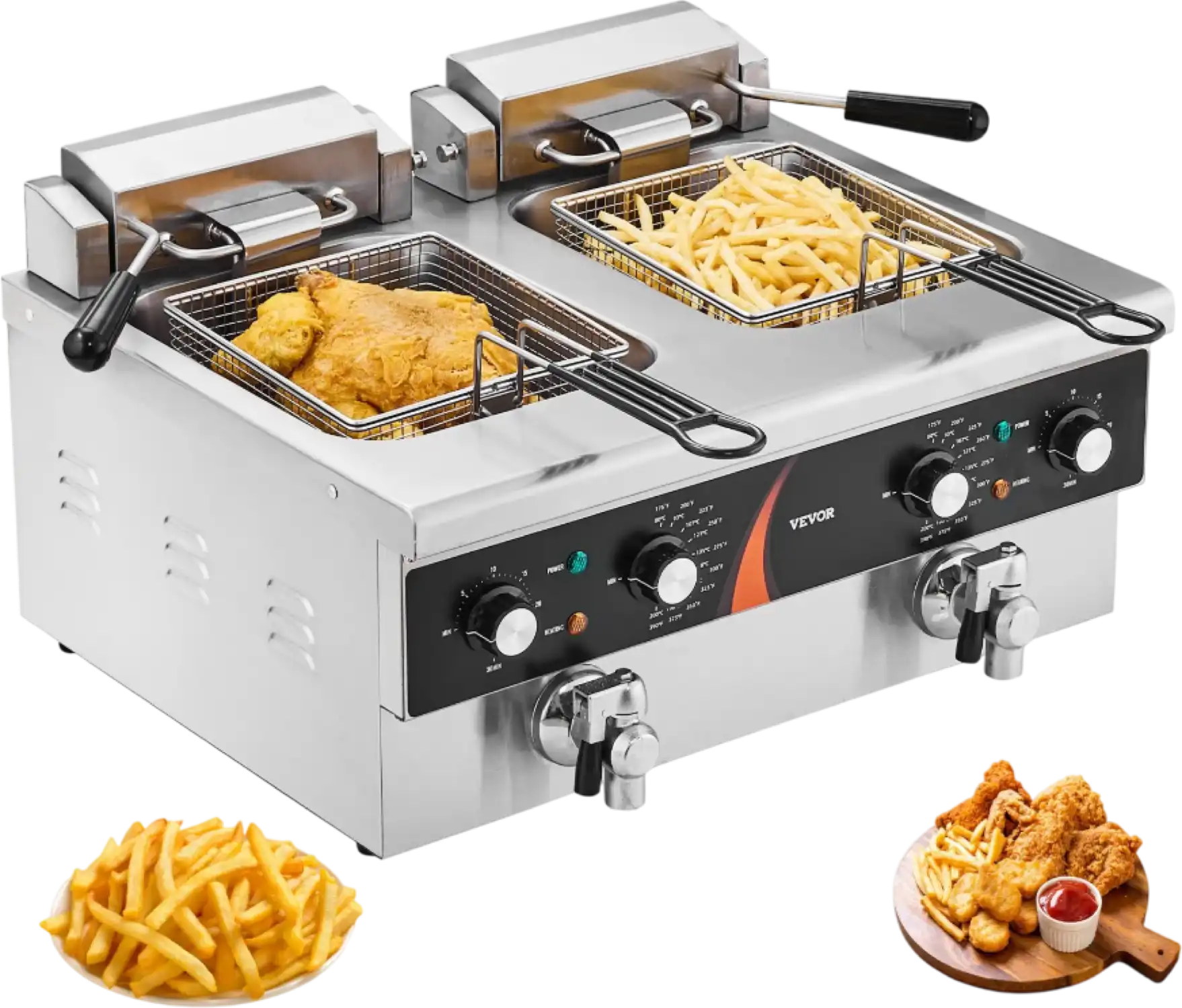 Vevor Commercial Electric Deep Fryer Dual Tank 2 x 9 Qt 3500W Countertop New
