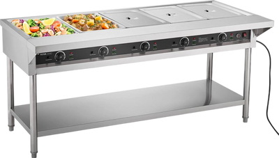 Vevor Food Warmer 5-Pan Steam Table Independent Temperature Control New