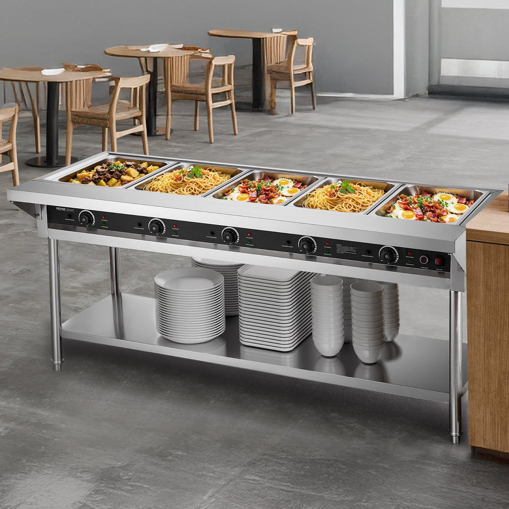 Vevor Food Warmer 5-Pan Steam Table Independent Temperature Control New
