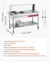 Vevor Commercial Food Warmer Steam Table 1 Full Pan 6 Third Pans 2 Pots Stainless Steel Sneeze Guard New