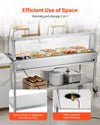 Vevor Commercial Food Warmer Steam Table 1 Full Pan 6 Half Pans 2 Pots Stainless Steel Sneeze Guard New