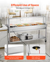 Vevor Commercial Food Warmer Steam Table 2 Full Pans 6 Third Pans 2 Pots Stainless Steel Sneeze Guard New