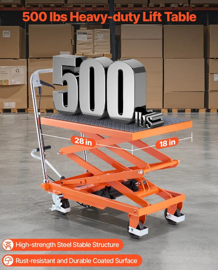 Vevor Hydraulic Lift Table 500 Lb 47.2" Height Double Scissor with Non-Slip Pad New