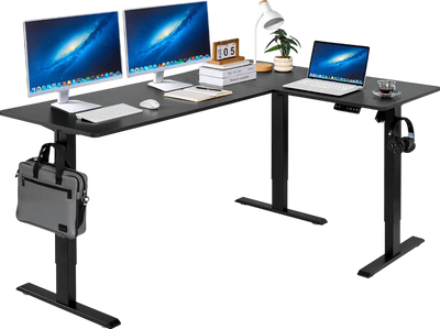 Vevor Electric L-Shaped Standing Desk Adjustable Height Corner Workstation New