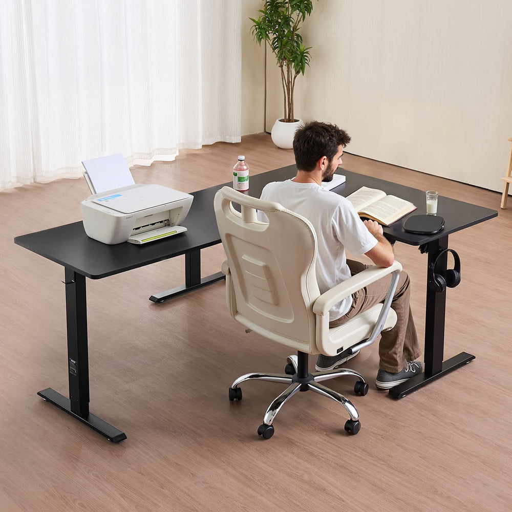 Vevor Electric L-Shaped Standing Desk Adjustable Height Corner Workstation New