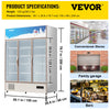 Vevor Beverage Display Refrigerator 35 Cu. Ft. Commercial Triple-Swing Glass Door with LED Light New